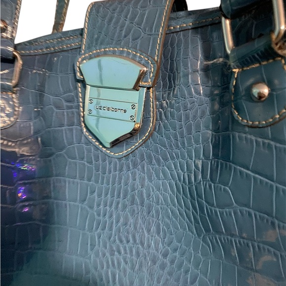 Liz Claiborne Blue Croc-Texture Tote - Picture 5 of 8